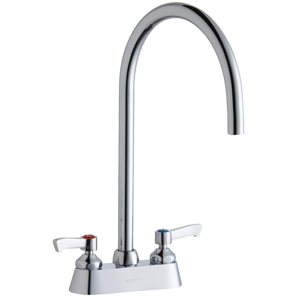 Algor Plumbing and Heating SupplyElkay4'' Centerset with Exposed Deck Laminar Flow Faucet with 8'' Gooseneck Spout 2'' Lever Handles Chrome