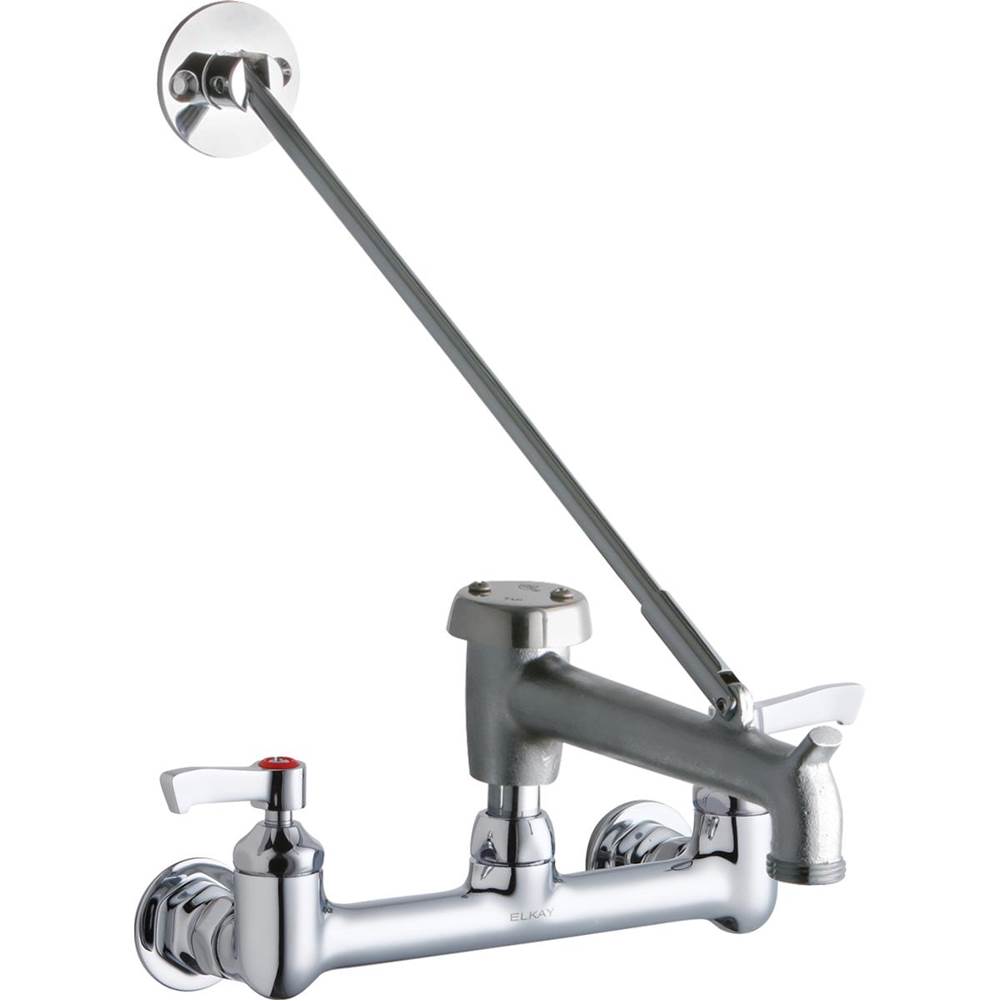Algor Plumbing and Heating SupplyElkay8'' Centerset Wall Mount Faucet with 7'' Bucket Hook Spout 2'' Lever Handles 1/2in Offset Inlets Rough Chrome