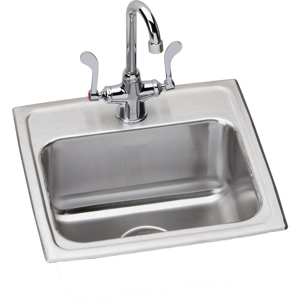 Algor Plumbing and Heating SupplyElkayLustertone Classic Stainless Steel 17'' x 16'' x 7-5/8'', 1-Hole Single Bowl Drop-in Sink Plus Faucet Kit