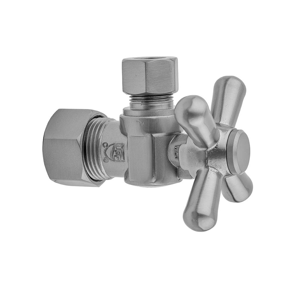 Algor Plumbing and Heating SupplyJacloQuarter Turn Angle Pattern 5/8'' O.D. Compression (FITS 1/2'' Copper) x 3/8'' O.D. Supply Valve with Standard Cross Handle