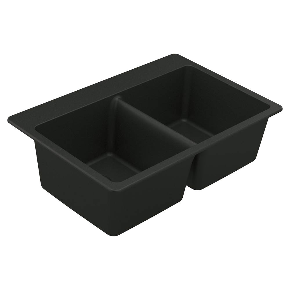 Algor Plumbing and Heating SupplyMoen33-Inch Wide x 9.5-Inch Deep Dual Mount Granite Double Bowl Kitchen Sink, Black