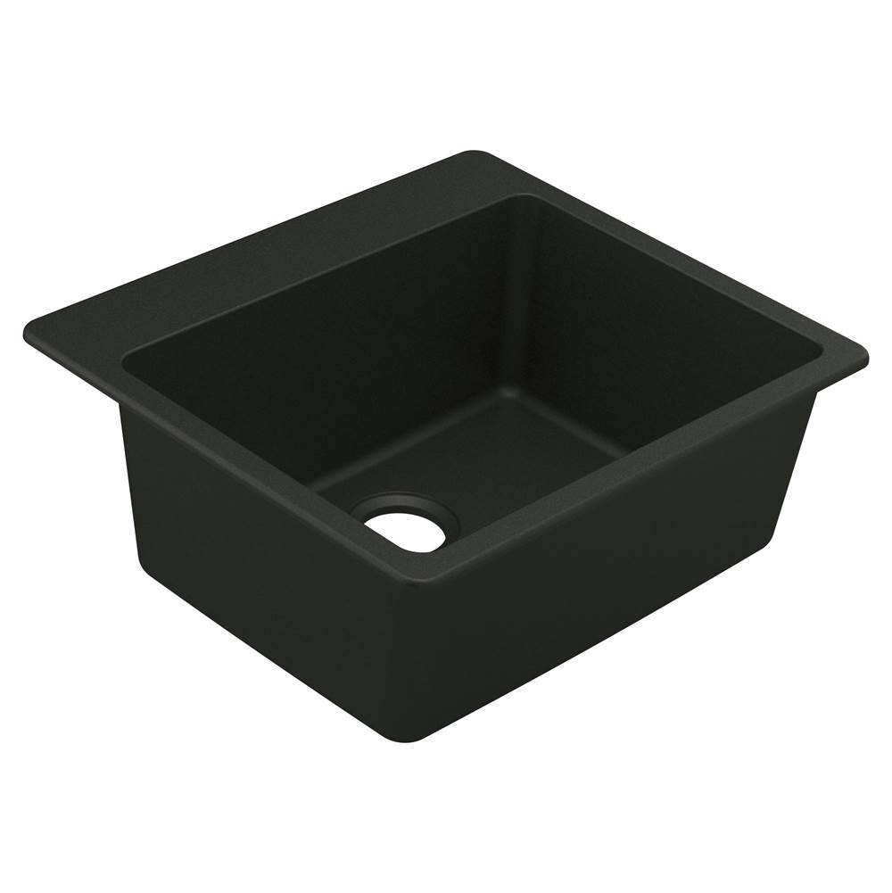 Algor Plumbing and Heating SupplyMoen25-Inch Wide x 9.5-Inch Deep Dual Mount Granite Single Bowl Kitchen or Bar Sink, Black