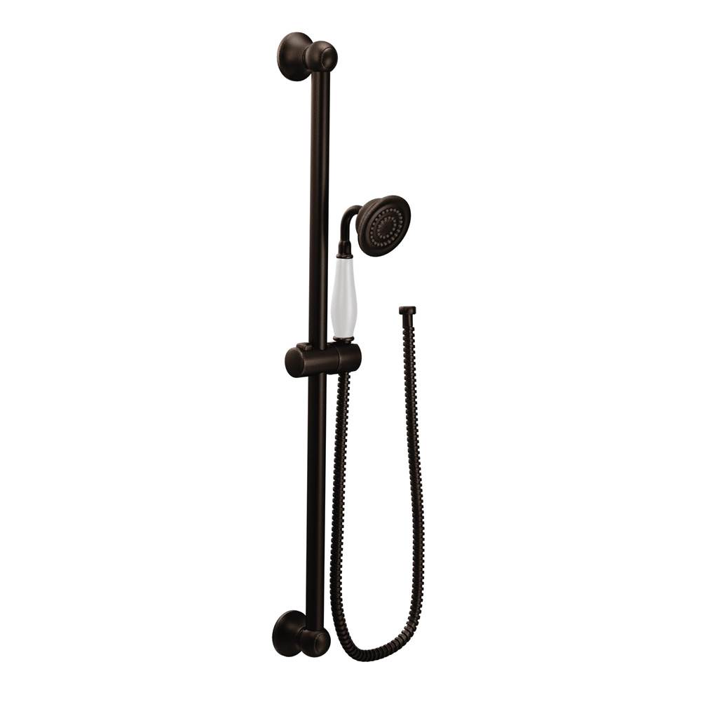 Algor Plumbing and Heating SupplyMoenWeymouth Traditional Eco-Performance Handshower Handheld Shower with 30-Inch Slide Bar and 69-Inch Metal Hose, Oil Rubbed Bronze