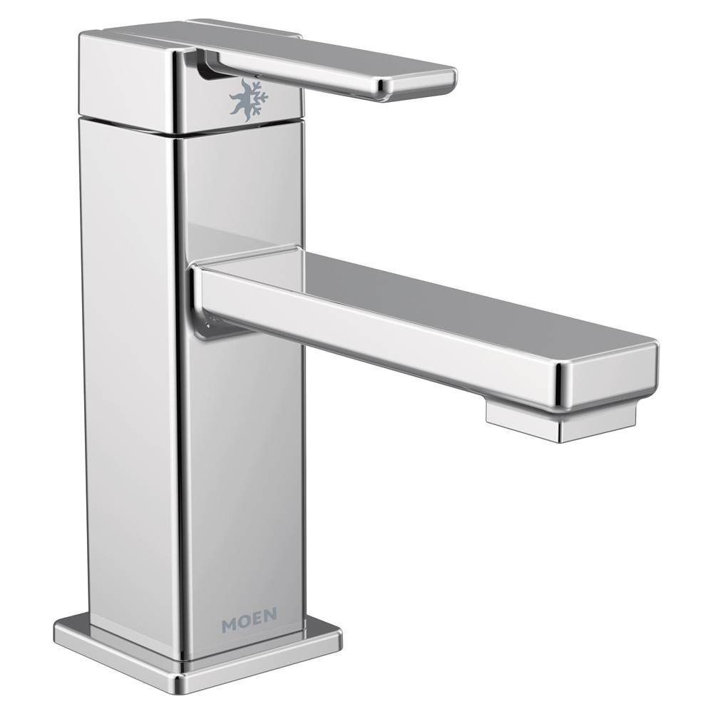 Algor Plumbing and Heating SupplyMoen90 Degree One-Handle Single Hole Modern Bathroom Sink Faucet, Chrome