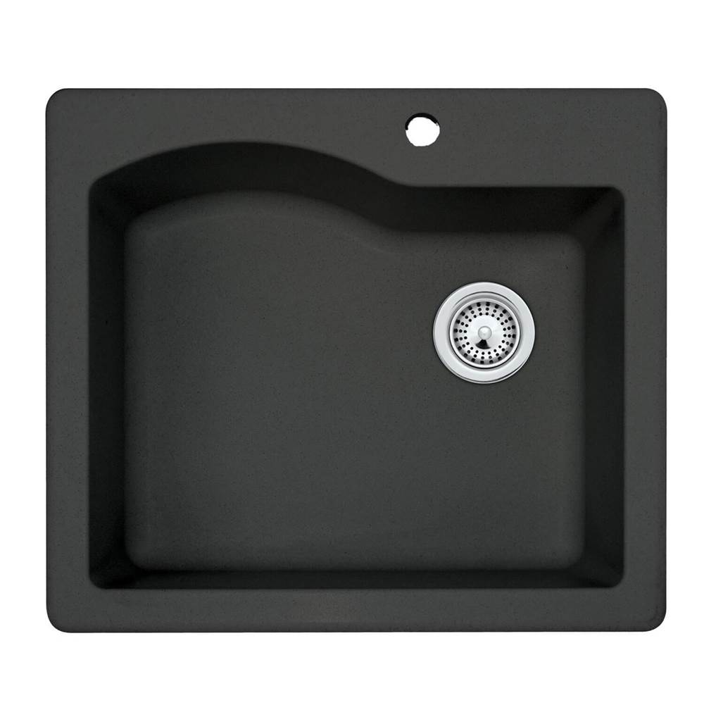Algor Plumbing and Heating SupplySwanQZSB-2522 22 x 25 Granite Drop in Single Bowl Sink in Nero