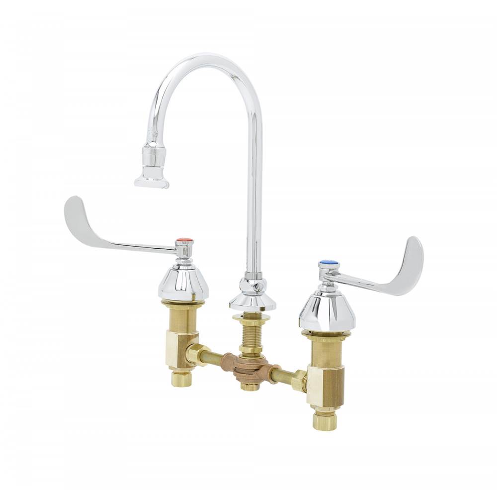 Algor Plumbing and Heating SupplyT&S BrassMedical Faucet, Concealed Body, 8'' Centers, 6'' Handles, Swivel/Rigid GN w/ Rosespray