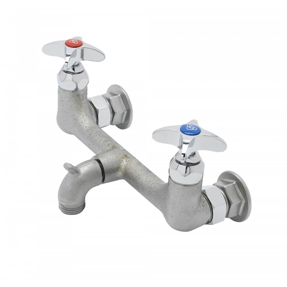 Algor Plumbing and Heating SupplyT&S BrassService Sink Faucet, Garden Hose Outlet, 4-Arm Handles, Rough Chrome Finish